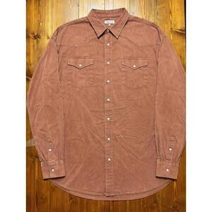 Panhandle Rough Stock Tencel Shirt Mens XXL Brown Pearl Snap